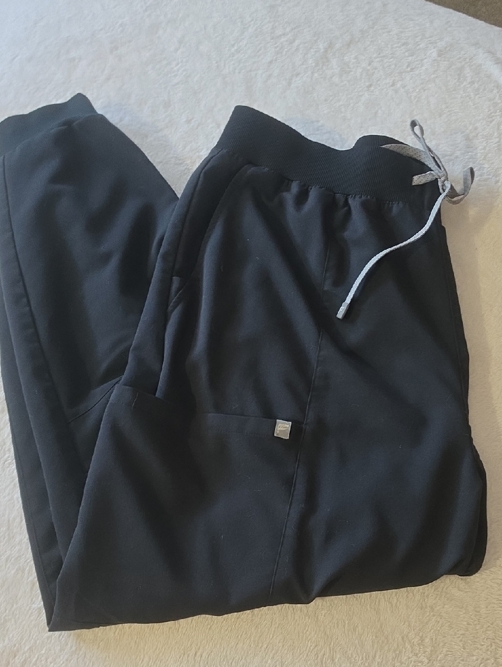 Fabletics Women's Black Jogger Pants with Grey Drawstring